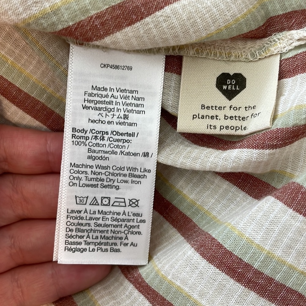 NWT Crinkle Cotton Lakeline Popover Shirt in Stripe - Size Large - Picture 9 of 10